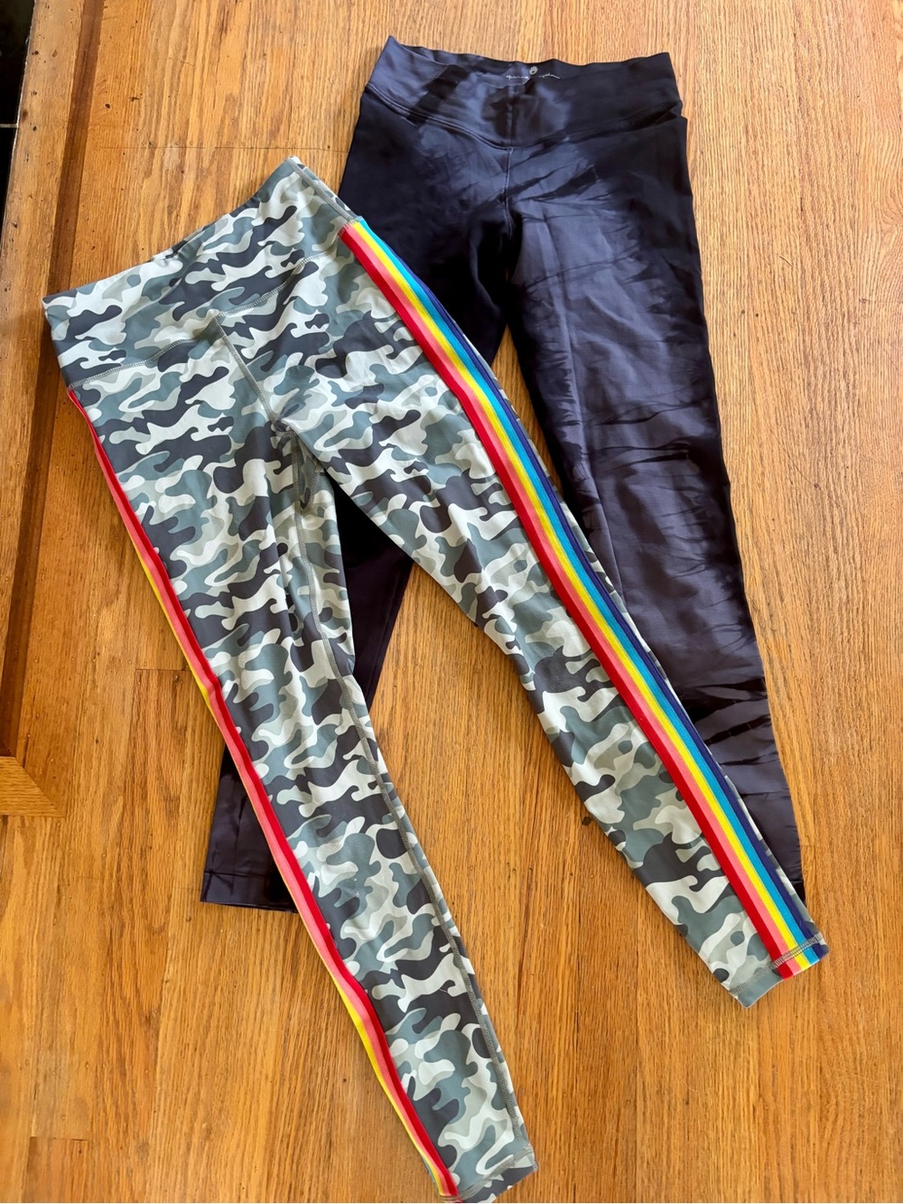 2 for 1: Spiritual Gangster Rainbow Stripe Camo and Tie Dye Black/Grey Leggings